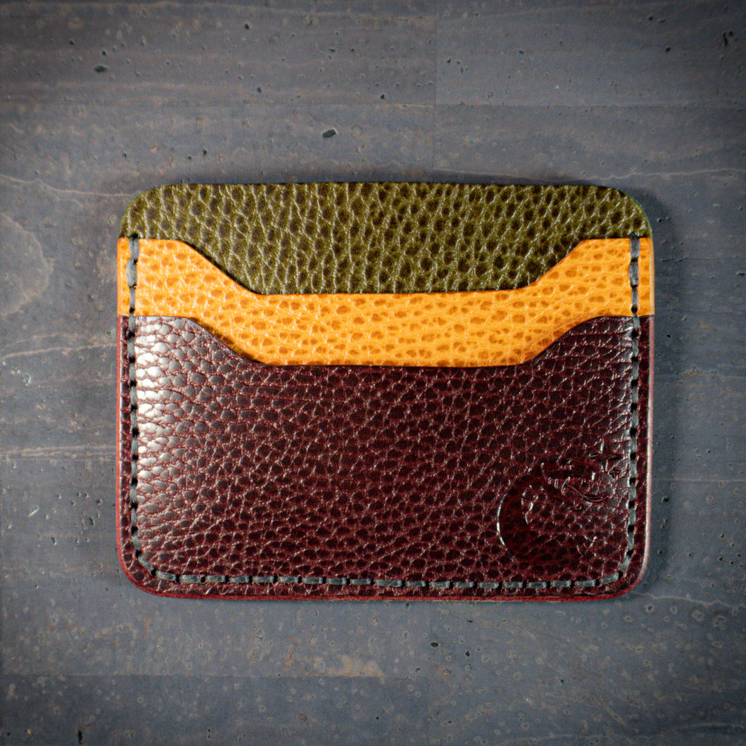 Aces 4 Slot Card Holder in Dollaro Olive/Tan/Maroon