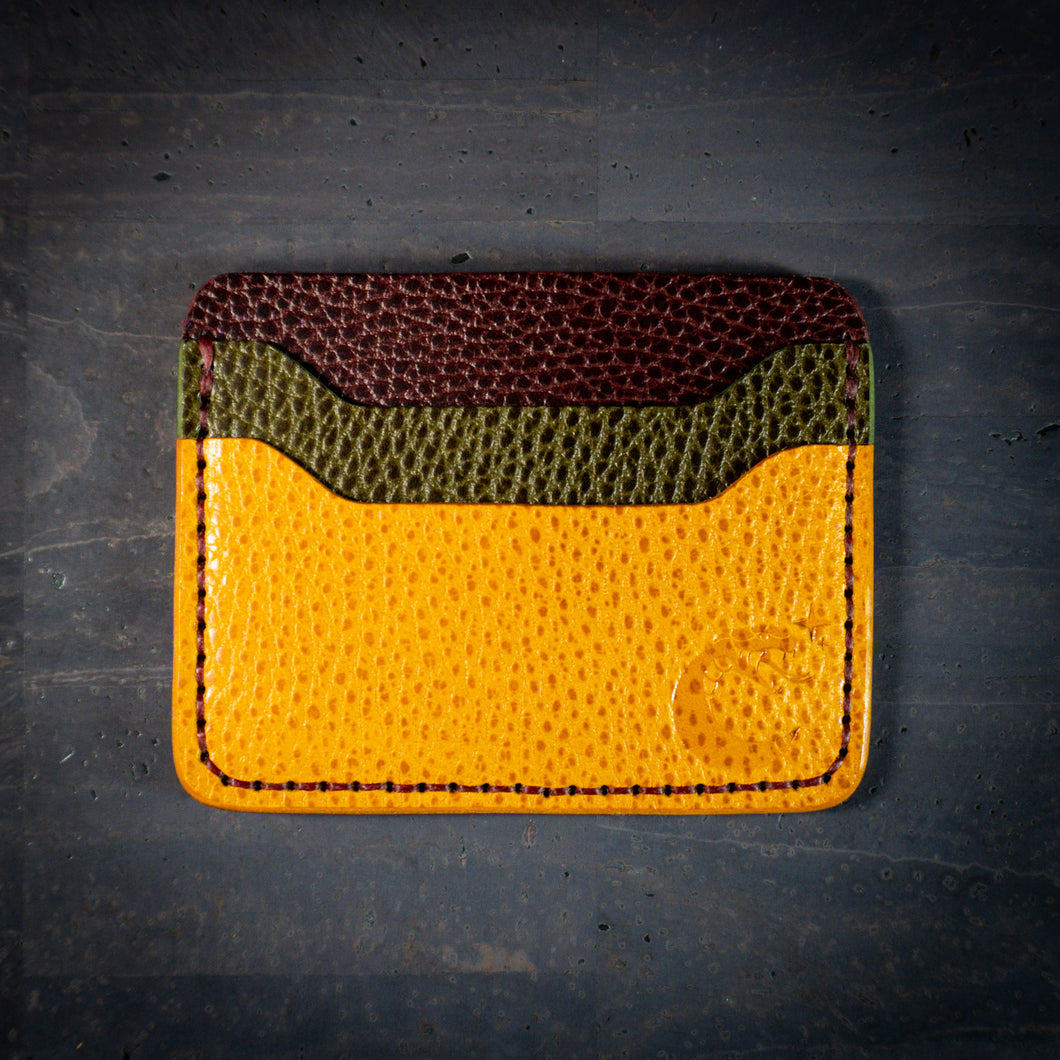 Aces 4 Slot Card Holder in Dollaro Maroon/Olive/Yellow